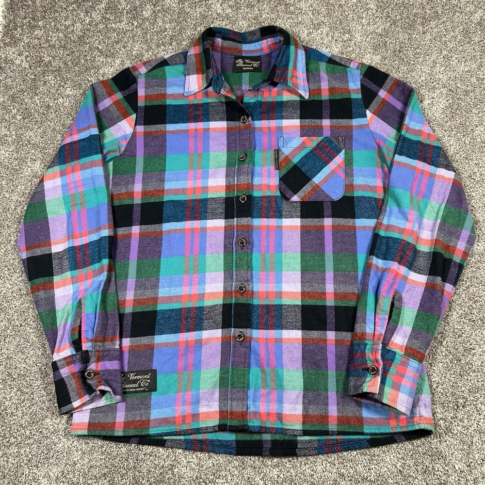 The Vermont Flannel Co. Women Flannel Button Shirt Size Medium Plaid Made In USA